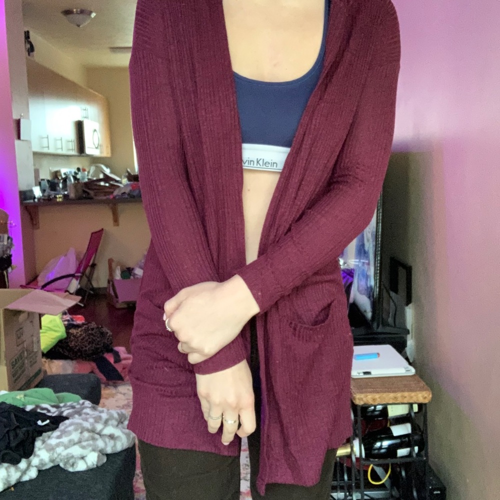 American Eagle Long Sleeve Hooded Cardigan